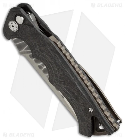 Brian Tighe Custom Tighe Fighter Automatic Knife W/ Borka Grind CF (3.9" Satin) 2 Brian Tighe Custom Tighe Fighter Automatic Knife W/ Borka Grind CF (3.9" Satin) - Image 2