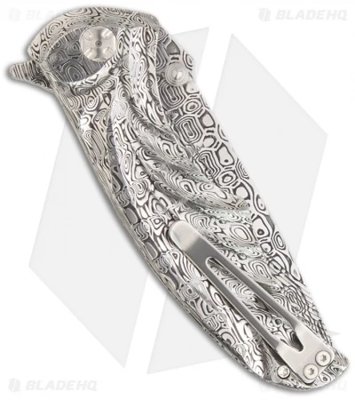 Brian Tighe Custom Tighe Coon Knife Damasteel Folder (3.75" Fluted) 2 Brian Tighe Custom Tighe Coon Knife Damasteel Folder (3.75" Fluted) - Image 2