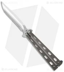 Burn Knives Model 3 Custom Balisong Knife Nuked Titanium (4.5" Polish)