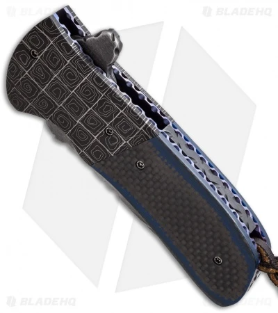 Burr Oak Knives Coffin Nail Drop Point Flipper Knife Blue/CF (3.5" San Mai) #1 2 Burr Oak Knives Coffin Nail Drop Point Flipper Knife Blue/CF (3.5" San Mai) #1 - Image 2