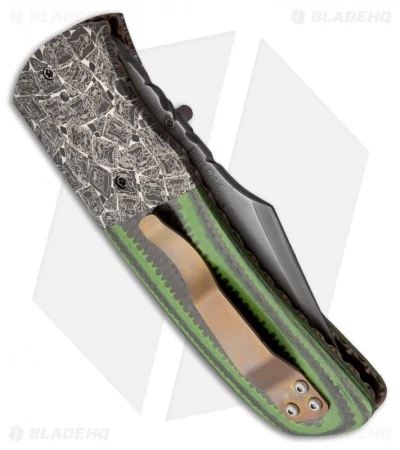 Burr Oak Knives Harpoon Knife Carbon Fiber/G-10 Folder (3.75" San Mai Damascus) 2 Burr Oak Knives Harpoon Knife Carbon Fiber/G-10 Folder (3.75" San Mai Damascus) - Image 2