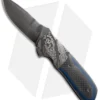 Burr Oak Knives Flipper #1 Knife Blue G-10/Carbon Fiber (3.75" Gray)
