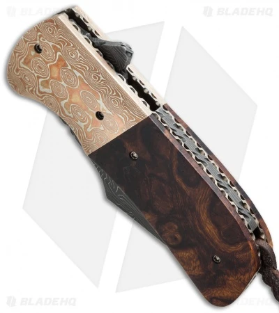 Burr Oak Knives Harpoon Flipper #3 Knife Ironwood/Mokume (3.75" Damascus) 2 Burr Oak Knives Harpoon Flipper #3 Knife Ironwood/Mokume (3.75" Damascus) - Image 2