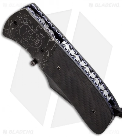 Burr Oak Knives Harpoon Knife CF/Damascus (3.75" San Mai) 2 Burr Oak Knives Harpoon Knife CF/Damascus (3.75" San Mai) - Image 2