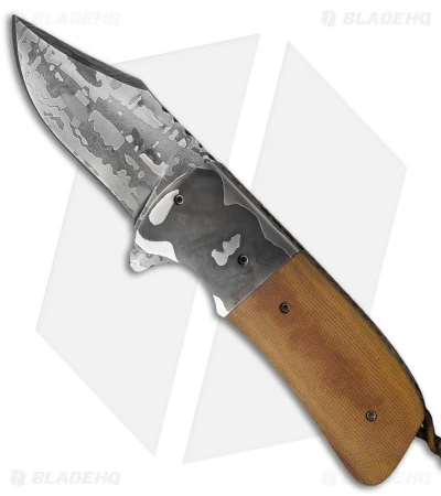 Burr Oak Knives Bowie Flipper #1 Knife Damascus/Micarta (3.75" Damascus) 1 Burr Oak Knives Bowie Flipper #1 Knife Damascus/Micarta (3.75" Damascus)