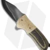Burr Oak Knives Coffin Nail Flipper Knife Mokume/Brass CF (3.5" San Mai)