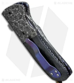 Burr Oak Knives Shard Flipper #1 Dress Knife Shred CF/Damascus (3.5" San Mai) 5 Burr Oak Knives Shard Flipper #1 Dress Knife Shred CF/Damascus (3.5" San Mai) -Benchmade Shop burr oak knives sharp flipper san m side cm