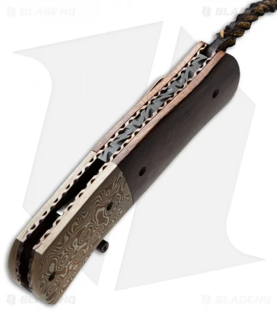 Burr Oak Knives Folding Bowie Knife Ironwood/Mokume (3.625" San Mai Damascus) 3 Burr Oak Knives Folding Bowie Knife Ironwood/Mokume (3.625" San Mai Damascus) - Image 3