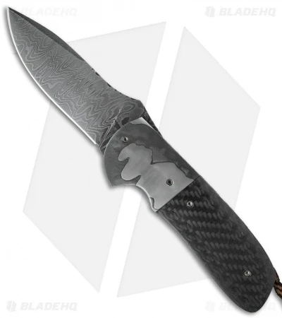 Burr Oak Knives Viper Flipper Knife Carbon Fiber (3.75" Damascus) #3 1 Burr Oak Knives Viper Flipper Knife Carbon Fiber (3.75" Damascus) #3