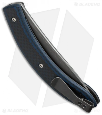 Brad Zinker Circle Liner Lock Flipper Knife Blue G-10/Carbon Fiber (3.75" Matte) 2 Brad Zinker Circle Liner Lock Flipper Knife Blue G-10/Carbon Fiber (3.75" Matte) - Image 2