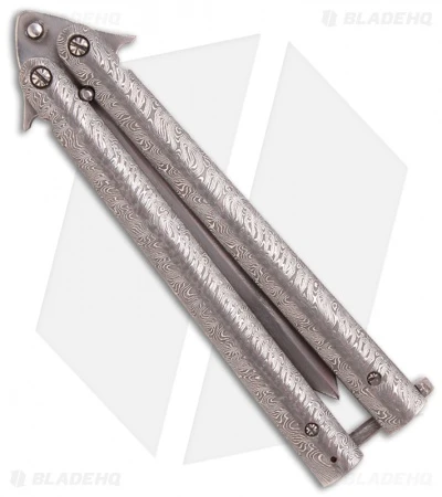 Chuck Gedraitis Knives Balisong #38 Damascus Butterfly Knife (3.5" Hamon) 2 Chuck Gedraitis Knives Balisong #38 Damascus Butterfly Knife (3.5" Hamon) - Image 2