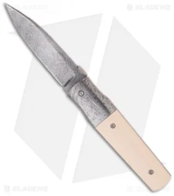 Chuck Gedraitis Hybrid Framelock Folder Knife W/ White Micarta (3.19" Damascus)