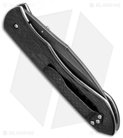 Chuck Gedraitis Raptor Wharncliffe D2 Folder Carbon Fiber (3.75" Acid Washed) 2 Chuck Gedraitis Raptor Wharncliffe D2 Folder Carbon Fiber (3.75" Acid Washed) - Image 2