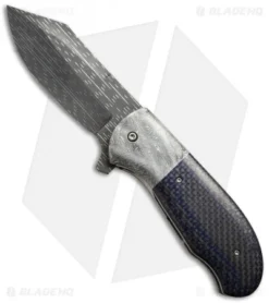 Chuck Gedraitis XL Puffin Knife Blue LSCF/Damascus (3.75" Starfire)