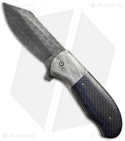 Chuck Gedraitis XL Puffin Knife Blue LSCF/Damascus (3.75" Starfire) 1 Chuck Gedraitis XL Puffin Knife Blue LSCF/Damascus (3.75" Starfire)