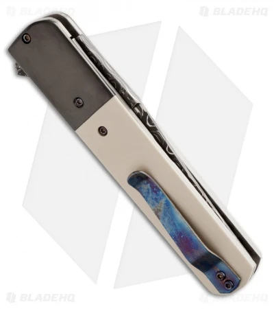 Chuck Gedraitis Yakuza Liner Lock Knife Zirconium/Micarta (3.75" Damascus) 2 Chuck Gedraitis Yakuza Liner Lock Knife Zirconium/Micarta (3.75" Damascus) - Image 2