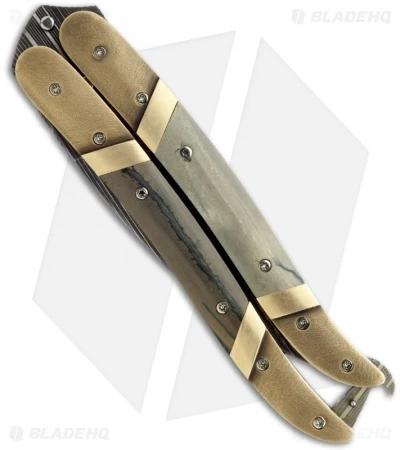 Corrie Schoeman Balisong Butterfly Knife Bronze & Mammoth Ivory (Damascus) 2 Corrie Schoeman Balisong Butterfly Knife Bronze & Mammoth Ivory (Damascus) - Image 2