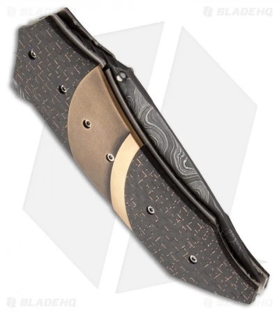 Corrie Schoeman Impact Flipper Folder Knife Bronze/LSCF (3" Damascus) 2 Corrie Schoeman Impact Flipper Folder Knife Bronze/LSCF (3" Damascus) - Image 2