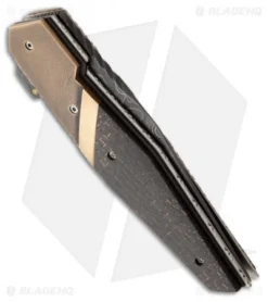 Corrie Schoeman N Able Folder Knife Bronze/LSCF (3.25" Damascus) -Benchmade Shop corrie schoeman nable flipper damascus side