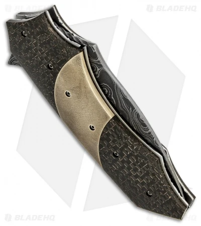 Corrie Schoeman Impact Flipper Folder Knife Lightning Strike CF (3.25" Damascus) 2 Corrie Schoeman Impact Flipper Folder Knife Lightning Strike CF (3.25" Damascus) - Image 2
