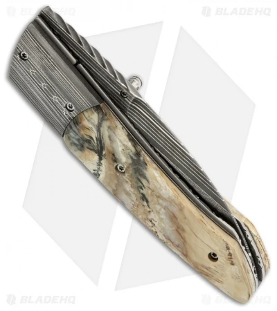 Corrie Schoeman X Tend Folder Knife Mammoth Molar Tooth (3" Damascus) 2 Corrie Schoeman X Tend Folder Knife Mammoth Molar Tooth (3" Damascus) - Image 2