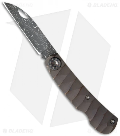 Curtiss Custom Knives Slip Joint Knife Sculpted Titanium (2.75" Damascus) 1 Curtiss Custom Knives Slip Joint Knife Sculpted Titanium (2.75" Damascus)
