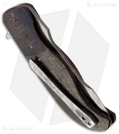 George Muller LL-AA Flipper Folding Knife Lightning Strike CF (3.5" Damascus) 2 George Muller LL-AA Flipper Folding Knife Lightning Strike CF (3.5" Damascus) - Image 2
