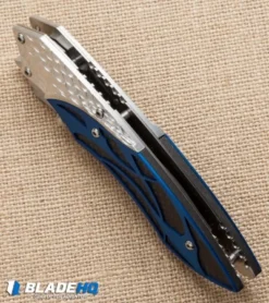 Dew Hara Custom Ichi Liner Lock Knife Blue/Silver (3.5" Mirror) Japan 12 Dew Hara Custom Ichi Liner Lock Knife Blue/Silver (3.5" Mirror) Japan -Benchmade Shop dew hara ichi blue black bottom cm 2