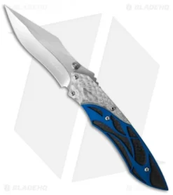 Dew Hara Custom Ichi Liner Lock Knife Blue/Silver (3.5" Mirror) Japan