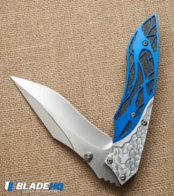 Dew Hara Custom Ichi Liner Lock Knife Blue/Silver (3.5" Mirror) Japan 14 Dew Hara Custom Ichi Liner Lock Knife Blue/Silver (3.5" Mirror) Japan -Benchmade Shop dew hara ichi blue black half cm 2