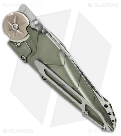 Dew Hara Custom Kabuto Folder Knife Green/Tan (3.5" Mirror) Japan 3 Dew Hara Custom Kabuto Folder Knife Green/Tan (3.5" Mirror) Japan - Image 3