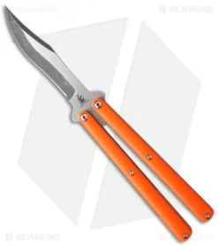 Sam Eddleman Bowie Balisong Knife Orange G-10 (4.25" Acid Wash/Satin)