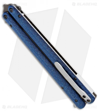 Sam Eddleman Weehawk Tanto Balisong Butterfly Knife Blue Twill Carbon Fiber 2 Sam Eddleman Weehawk Tanto Balisong Butterfly Knife Blue Twill Carbon Fiber - Image 2