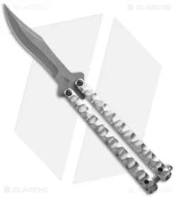 Sam Eddleman Bowie Balisong Butterfly Knife Sculpted Ti (4.375" Acid Wash)