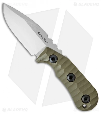 Groniger Knives Custom Drop Point Fixed Blade Knife OD Green G-10 (3.1" SW) 1 Groniger Knives Custom Drop Point Fixed Blade Knife OD Green G-10 (3.1" SW)