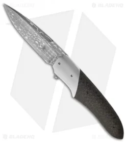 Jason Clark Custom Hybrid Drop Point Flipper LSCF Knife (3.75" Damascus)