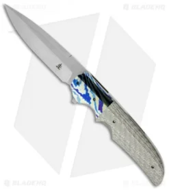 Jason Clark Custom Spear Point Folding Knife Moku-Ti/Silver Twill (3.625" Plain)