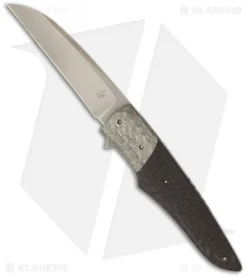 Jason Clark Custom Hybrid Flipper Silver Twill / Carbon Fiber Knife (3.5" Plain)