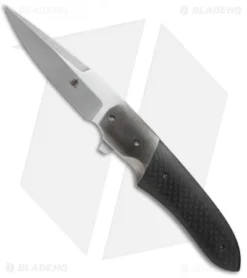 Jason Clark Custom Hybrid Drop Point Flipper Knife Carbon Fiber (3.5" Stonewash)