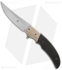 Jason Clark Custom Persian Flipper Knife Carbon Fiber / Mokume (3.75" Satin)