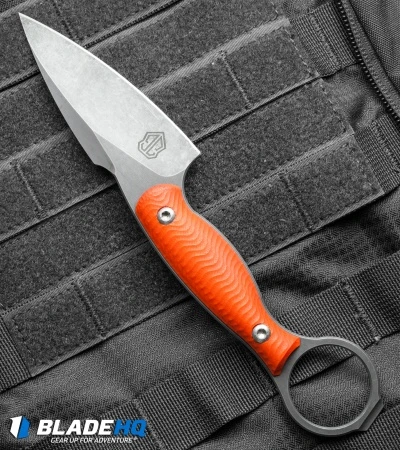 John Gray Custom Accomplice Fixed Blade Knife Orange G-10 (3.25" Acid SW) 2 John Gray Custom Accomplice Fixed Blade Knife Orange G-10 (3.25" Acid SW) - Image 2