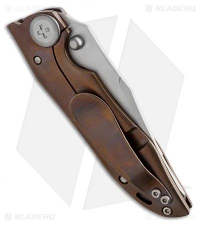 John Gray Custom THUCK Frame Lock Knife Bronze Titanium (3.5" Satin) 2 John Gray Custom THUCK Frame Lock Knife Bronze Titanium (3.5" Satin) - Image 2