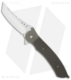 John Kubasek Scimitar Tanto Flipper Knife Lightning Strike CF (4" Hand Satin)