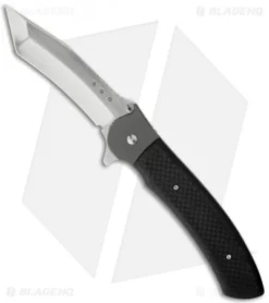 John Kubasek Modified Fighting Tanto Recurve Carbon Fiber Flipper Knife (Satin)