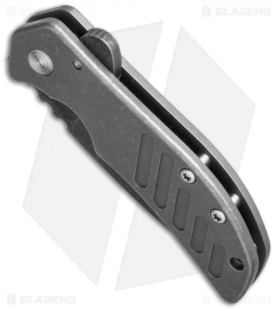 Calavera Cutlery Small El Patron Flipper Knife Milled Ti (3.25" Acid Wash) 2 Calavera Cutlery Small El Patron Flipper Knife Milled Ti (3.25" Acid Wash) - Image 2