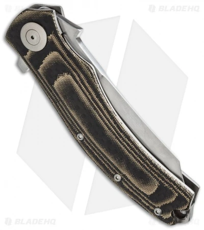 Kansei Matsuno Custom TC08 Flipper Knife Carbon Fiber/Brass (3.375" Satin) 2 Kansei Matsuno Custom TC08 Flipper Knife Carbon Fiber/Brass (3.375" Satin) - Image 2