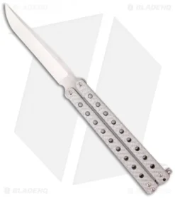 McAhron Custom Balisong Silver Twill CF Tanto Butterfly Knife (4.5" Satin)