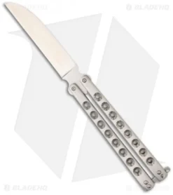 Front Page 24 McAhron Custom Balisong Titanium Wharncliffe Butterfly Knife (4.38" Satin)