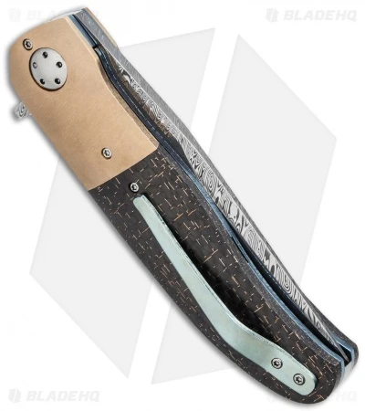 George Muller LL-HH Flipper Folding Knife LSCF/Bronze (3.375" Damasteel) 2 George Muller LL-HH Flipper Folding Knife LSCF/Bronze (3.375" Damasteel) - Image 2