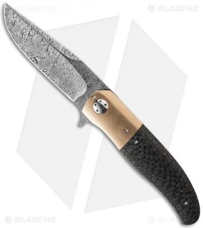 George Muller LL-HH Flipper Folding Knife LSCF/Bronze (3.375" Damasteel) 1 George Muller LL-HH Flipper Folding Knife LSCF/Bronze (3.375" Damasteel)
